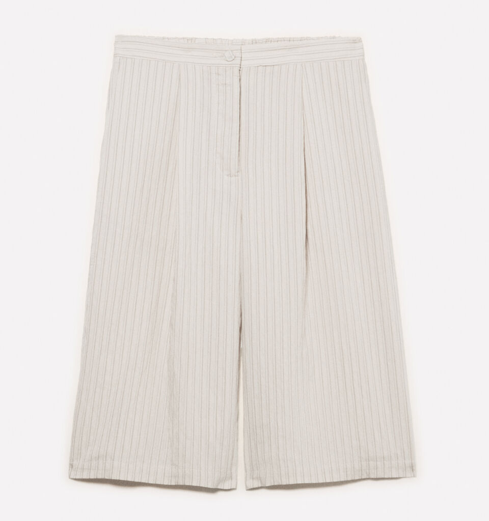 Βερμούδα λευκή κρεμ ριγέ - παντελόνια σορτς γυναικεία - Λευκο Κρεμ | Sisley image number 5